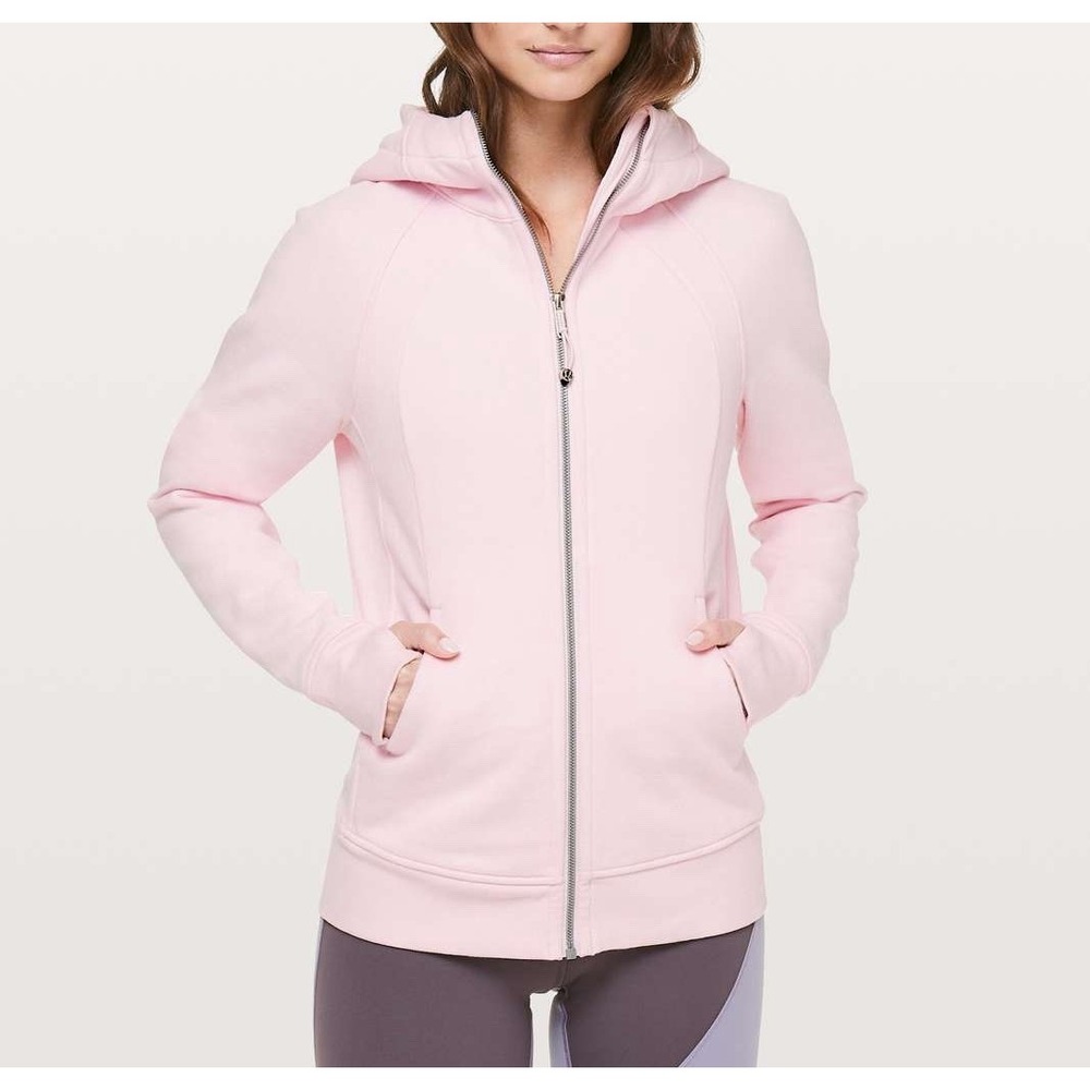 Lululemon Scuba Hoodie Light Cotton Fleece Blissful Baby Pink Full Zip Size 12
